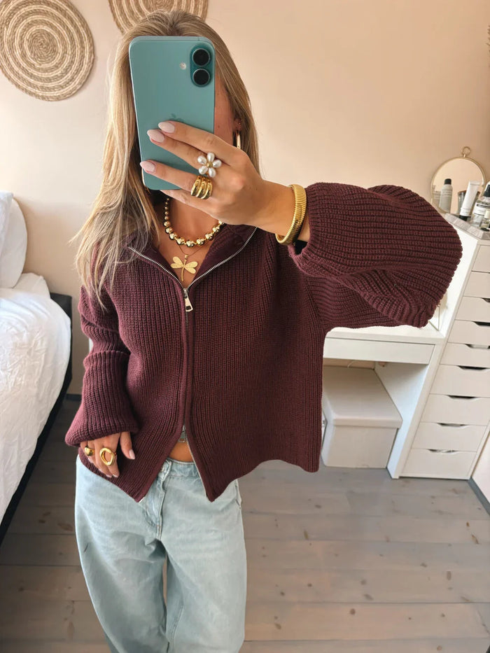 Alivia | Chaqueta de punto grueso oversize con cremallera