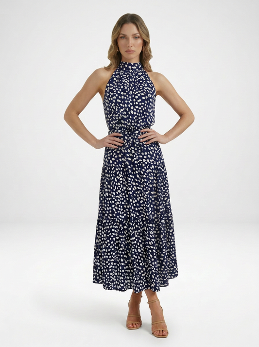 Polka Dot Halter Midi Summer Dress