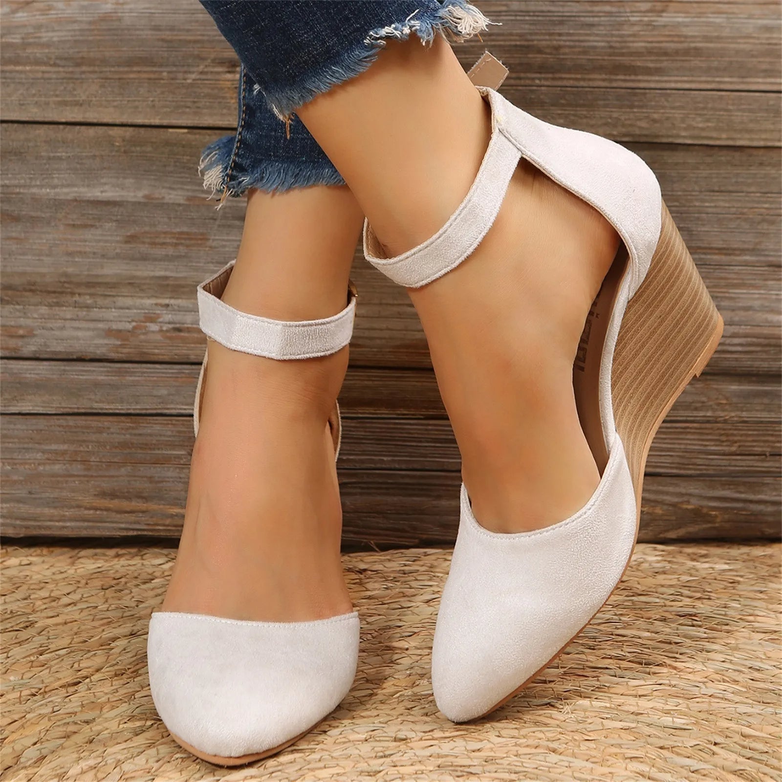 Tacones altos de ante para mujer