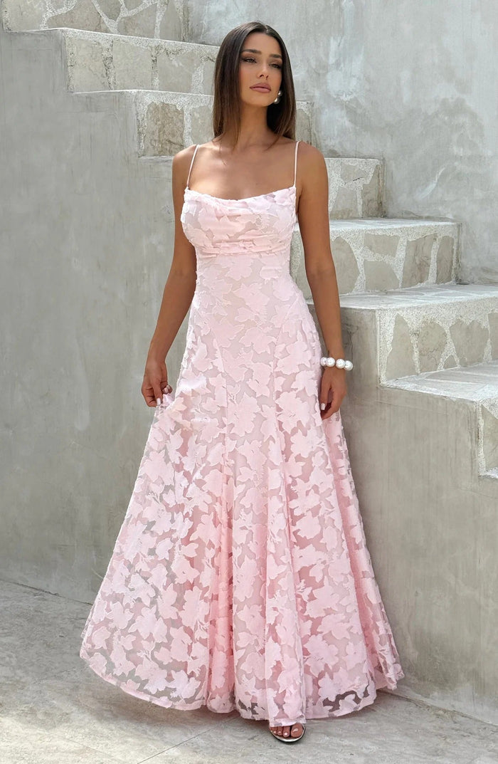 Briar | Vestido largo de jacquard floral sin mangas