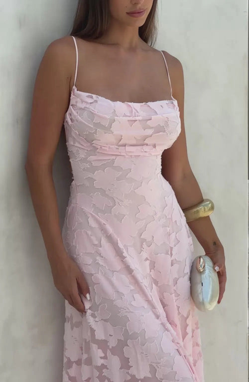 Briar | Vestido largo de jacquard floral sin mangas