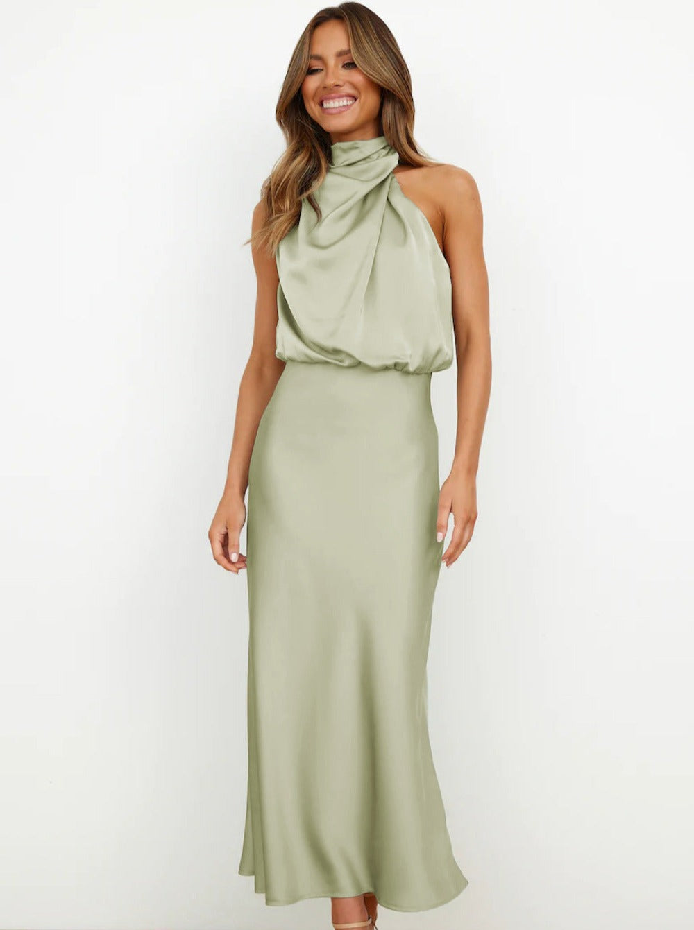 Briony | Vestido largo halter sin mangas