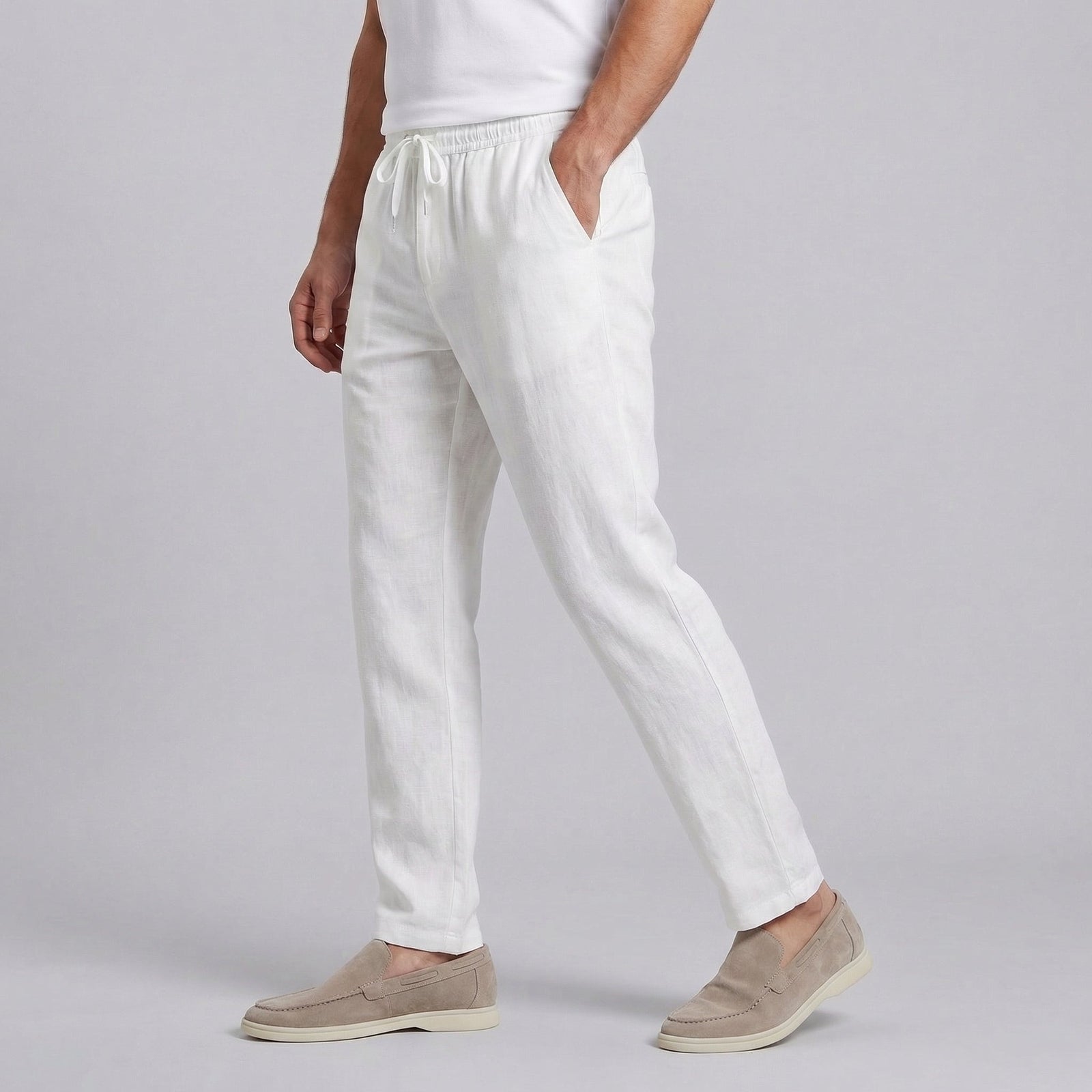 Pantalón ancho de verano transpirable de lino para hombre