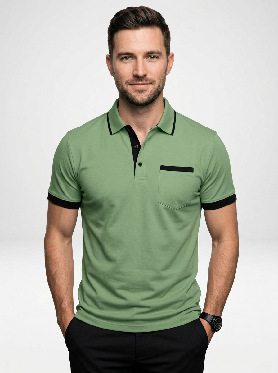 Classy Modern Men’s Color Block Short Sleeve Polo Shirt