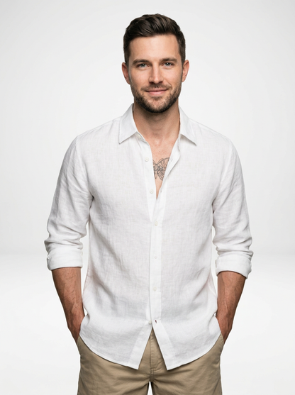 Men’s Relaxed Linen Blend Button Down Shirt