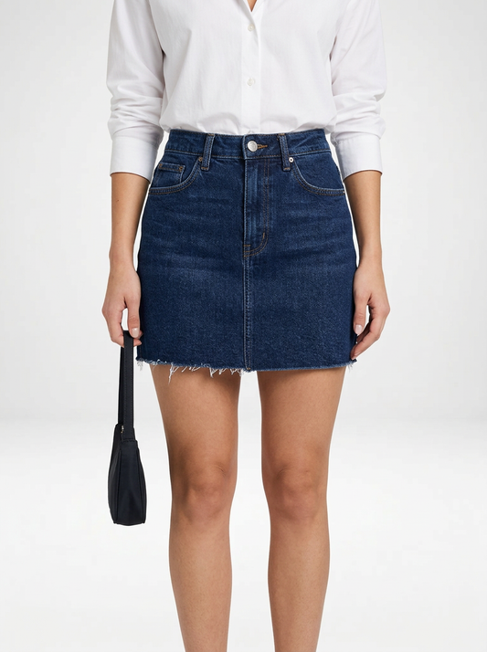 Vintage Frayed Denim Mini Skirt