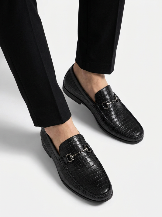 Men’s Chain Detail Slip On Plaid Loafers
