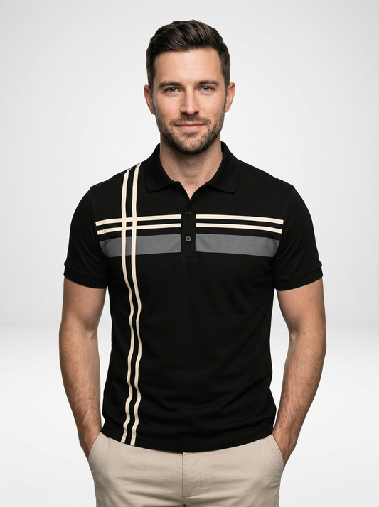 Men’s Striped Short Sleeve Casual Polo Shirt