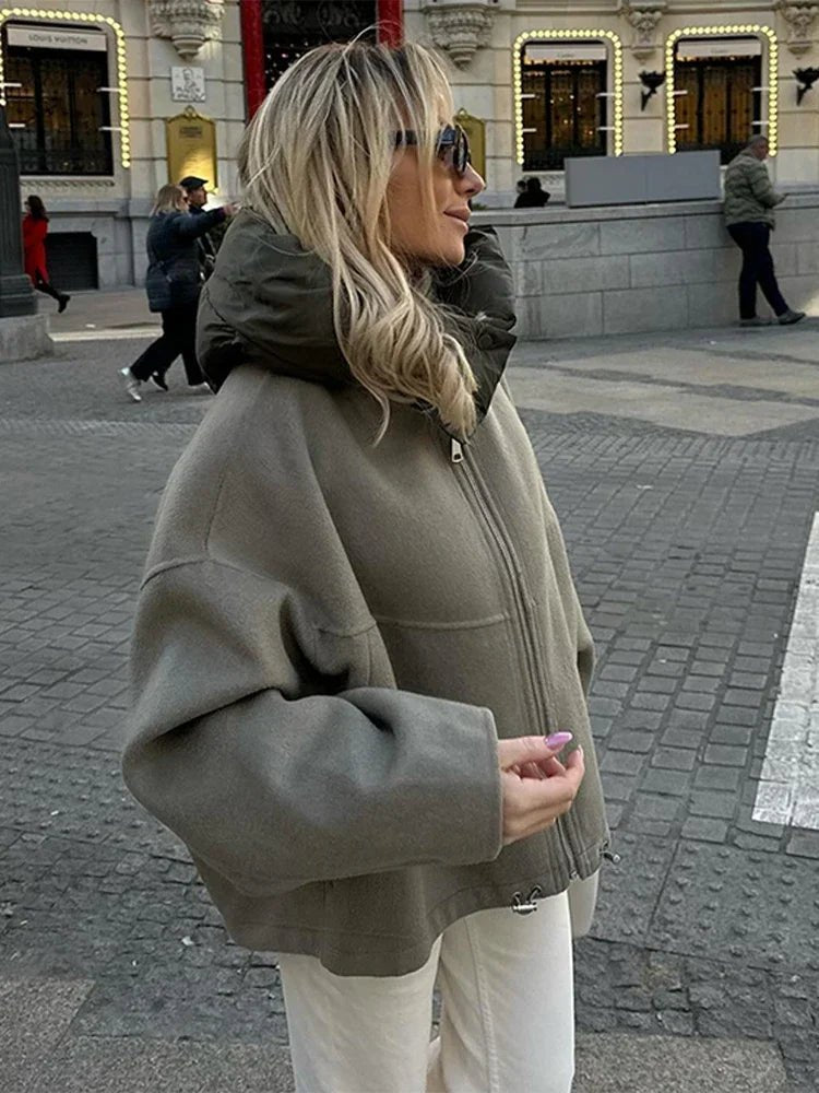 Cadence | Bomber bicolor con capucha y cordón
