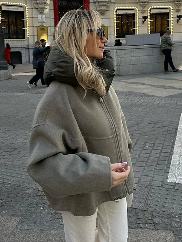 Cadence | Bomber bicolor con capucha y cordón