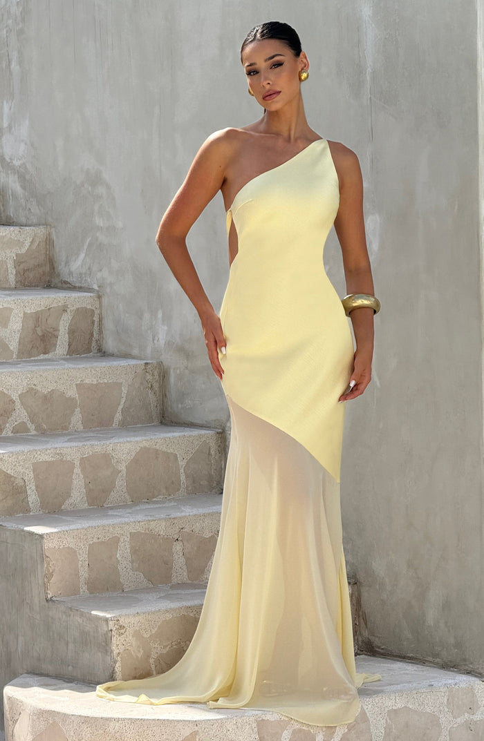 Caprice | Vestido largo de un hombro con espalda abierta