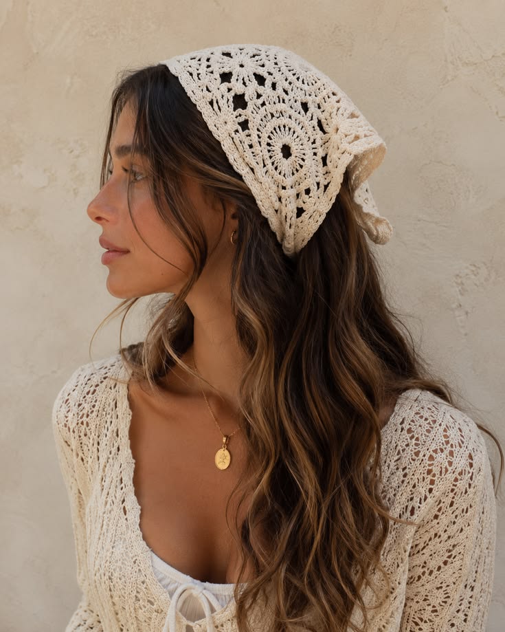 Carmen | Pañuelo de cabeza de crochet calado