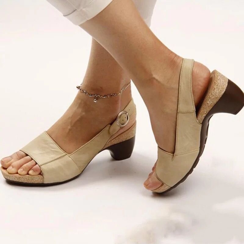 Sandalias ajustables cómodas de tacón ancho para mujer