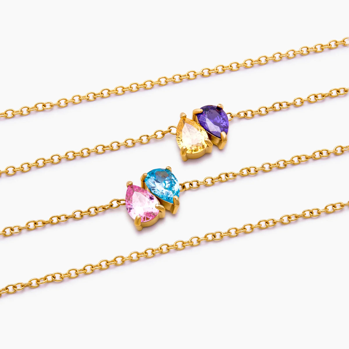 Duo Teardrop Birthstone Necklace