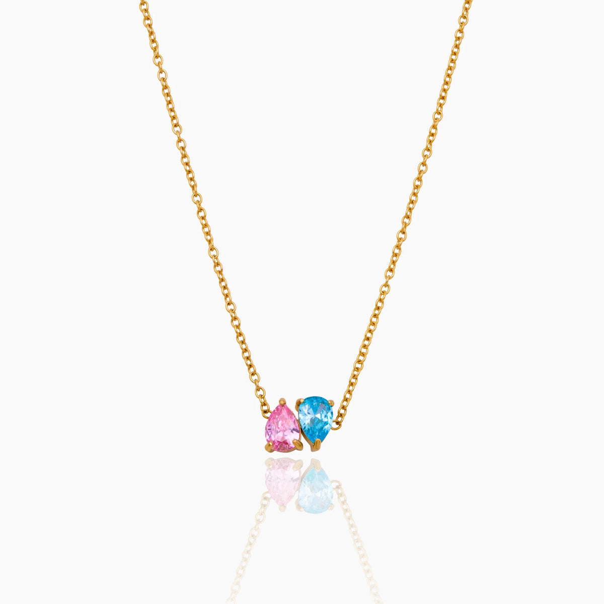 Duo Teardrop Birthstone Necklace