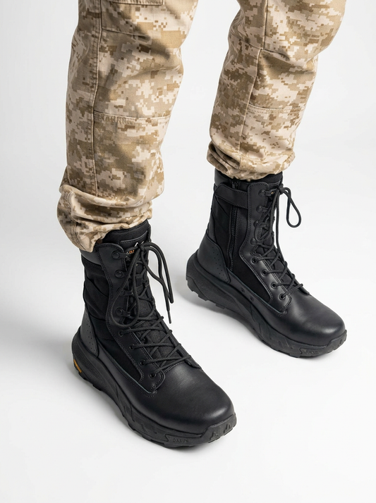 Men’s Tactical Work Boots Side Zipper Lace Up