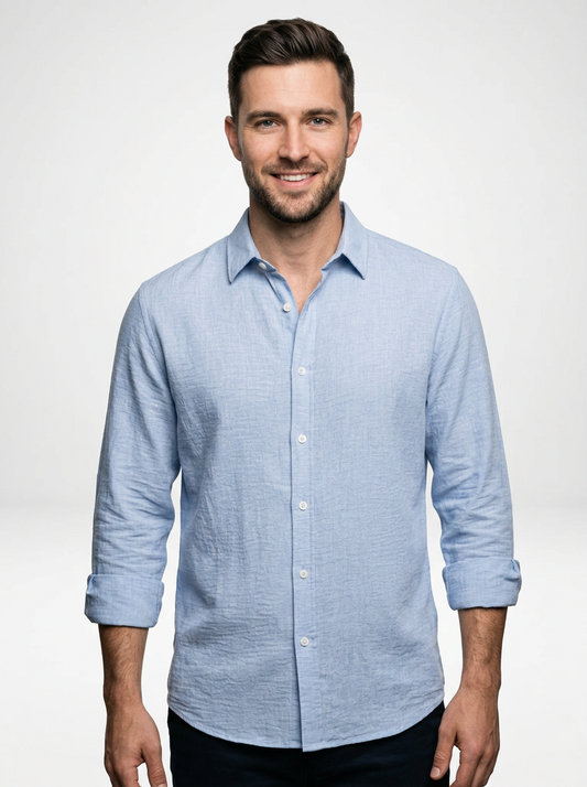Men’s Relaxed Linen Blend Button Down Shirt