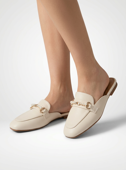 Women's Vintage Backless Square Toe Loafers