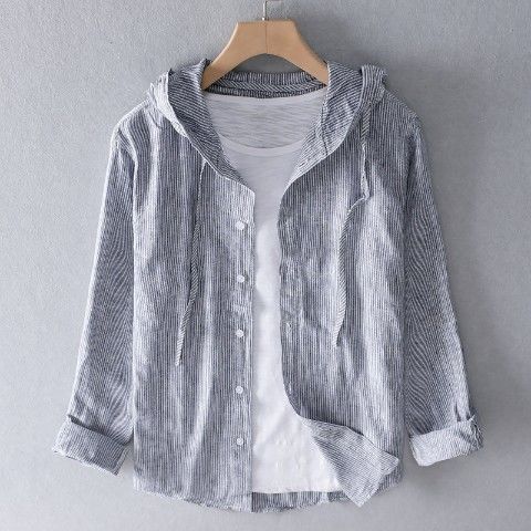 Sudadera larga de manga larga transpirable de lino para mujer