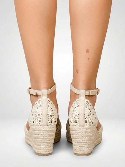 Woven Closed Toe Platform Wedge Sandals