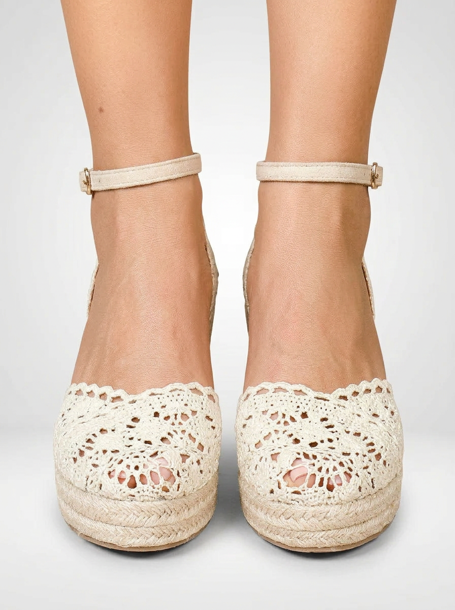 Woven Closed Toe Platform Wedge Sandals