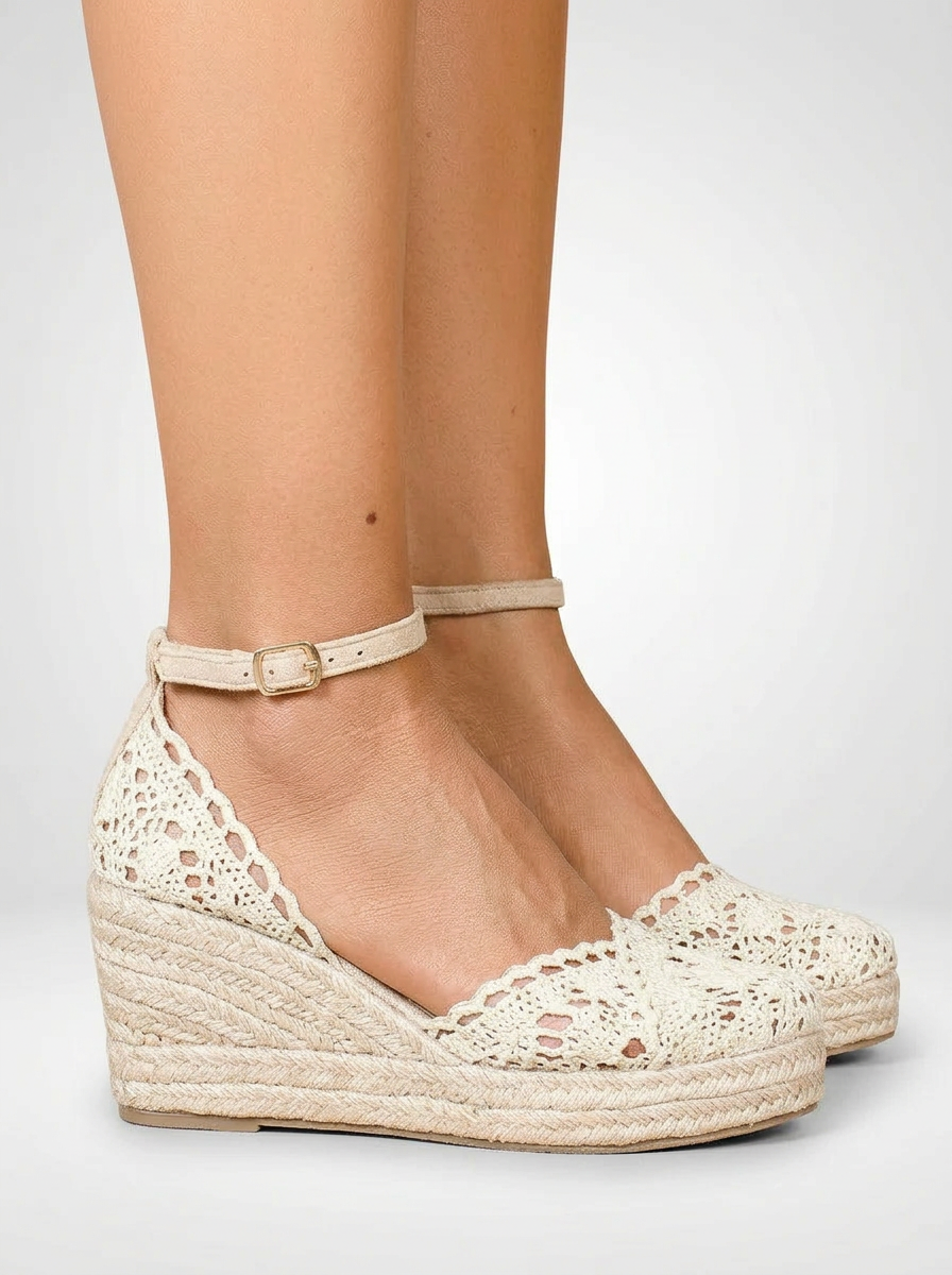 Woven Closed Toe Platform Wedge Sandals