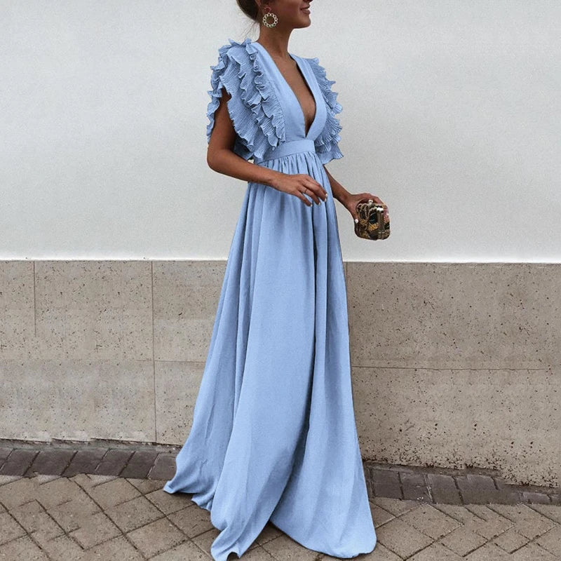 Gabriela | Vestido maxi con volantes