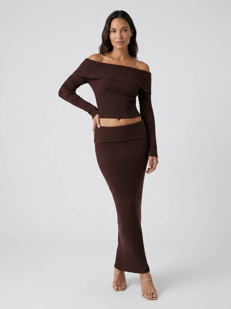 Anise Ribbed | Falda maxi
