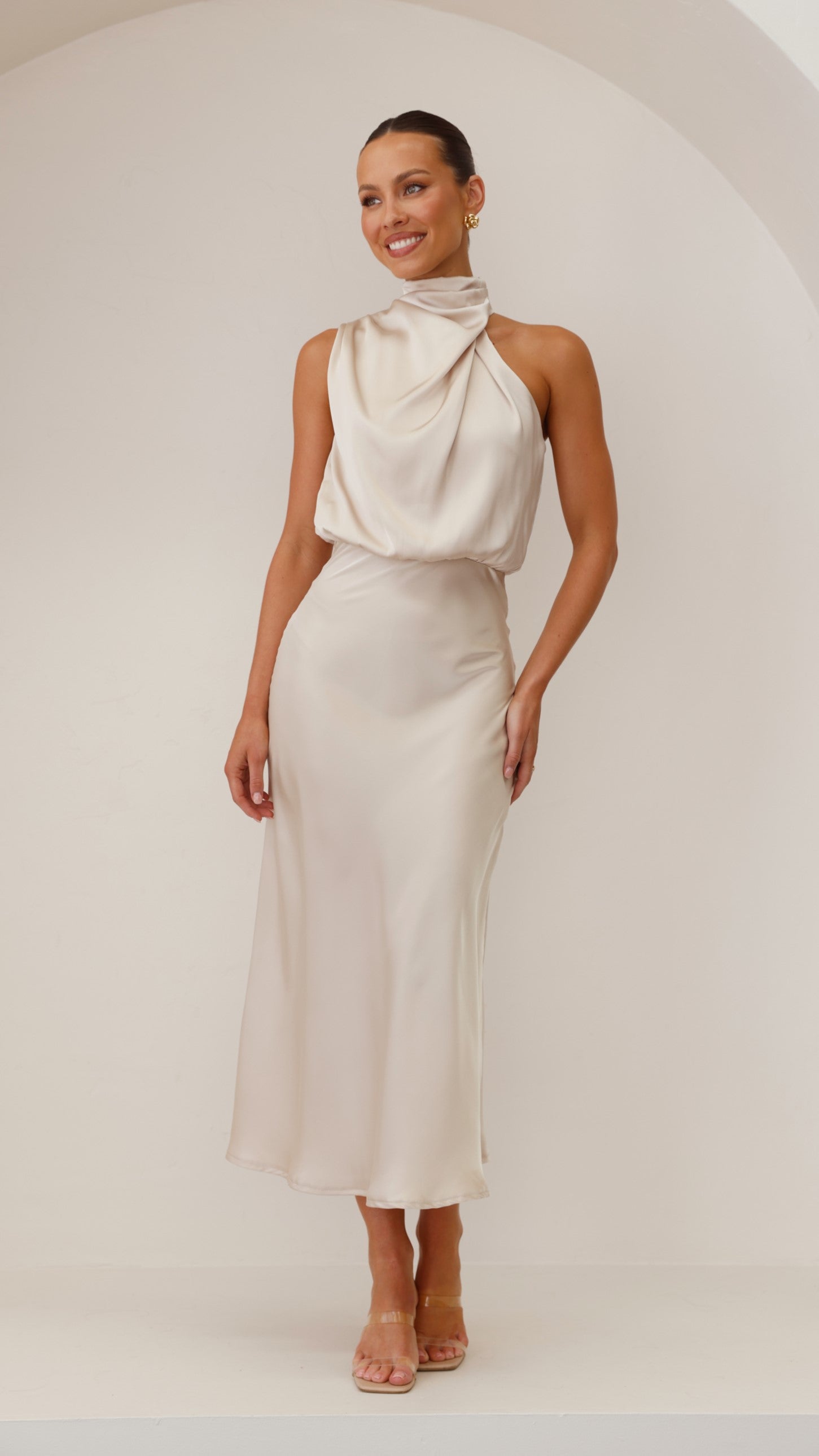 Isabelle | Vestido midi drapeado