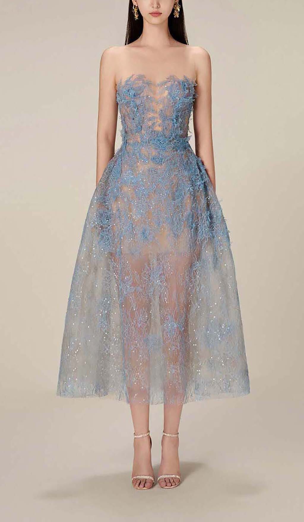 Joelle | Vestido midi de encaje bordado