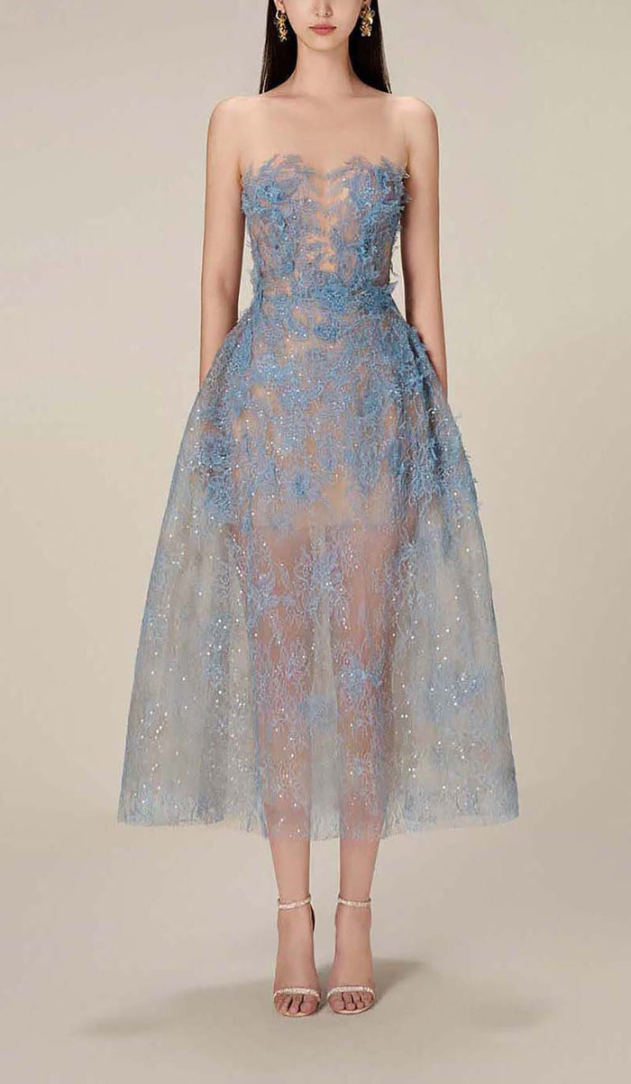 Joelle | Vestido midi de encaje bordado