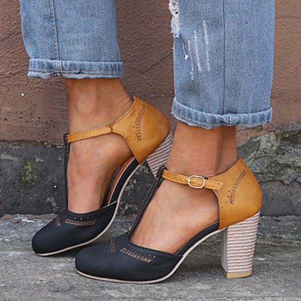 Tacones ortopédicos altos de tacón ancho para mujer