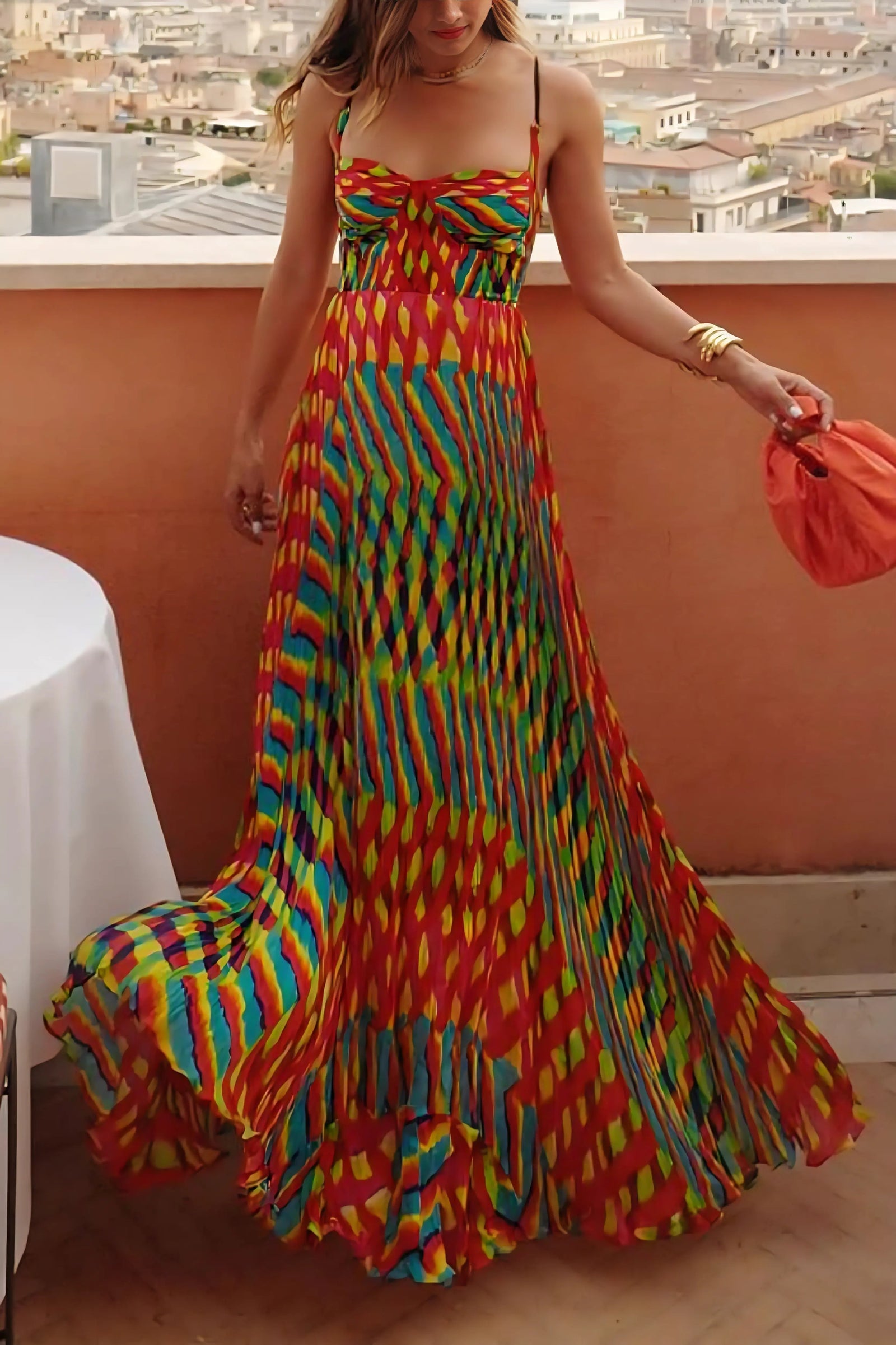 Kira | Vestido maxi plisado