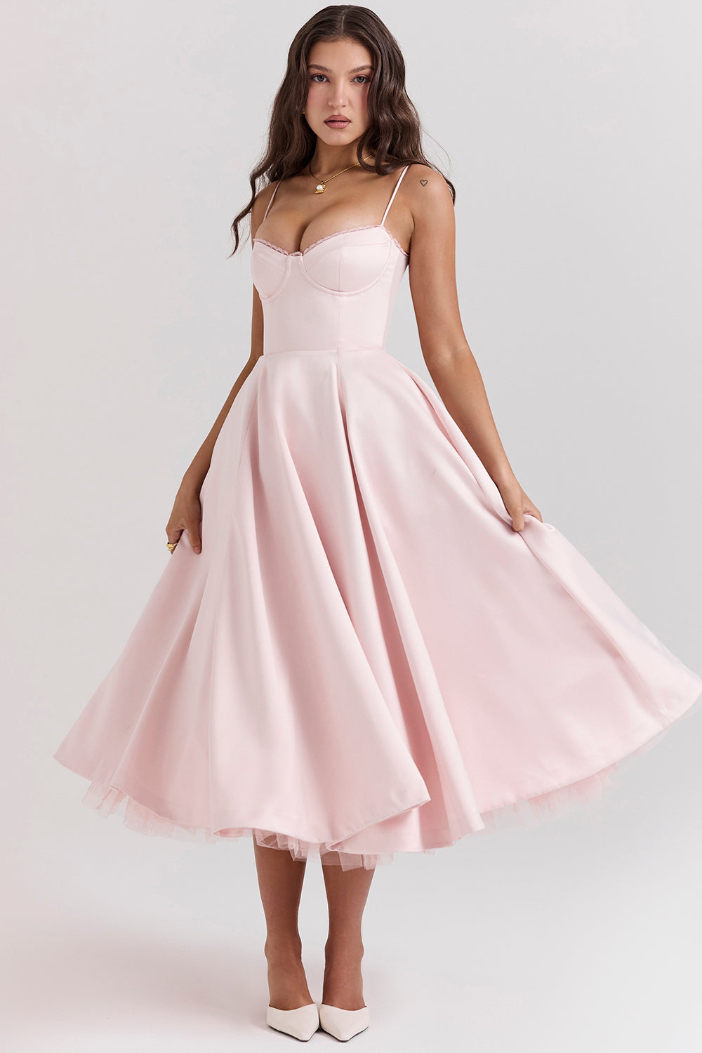 Vestido midi rosa para mujer