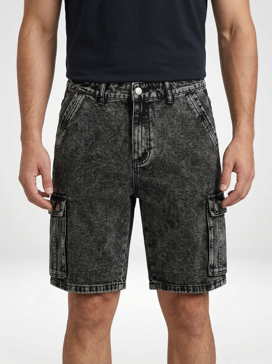 Men’s Camouflage Print Denim Cargo Shorts