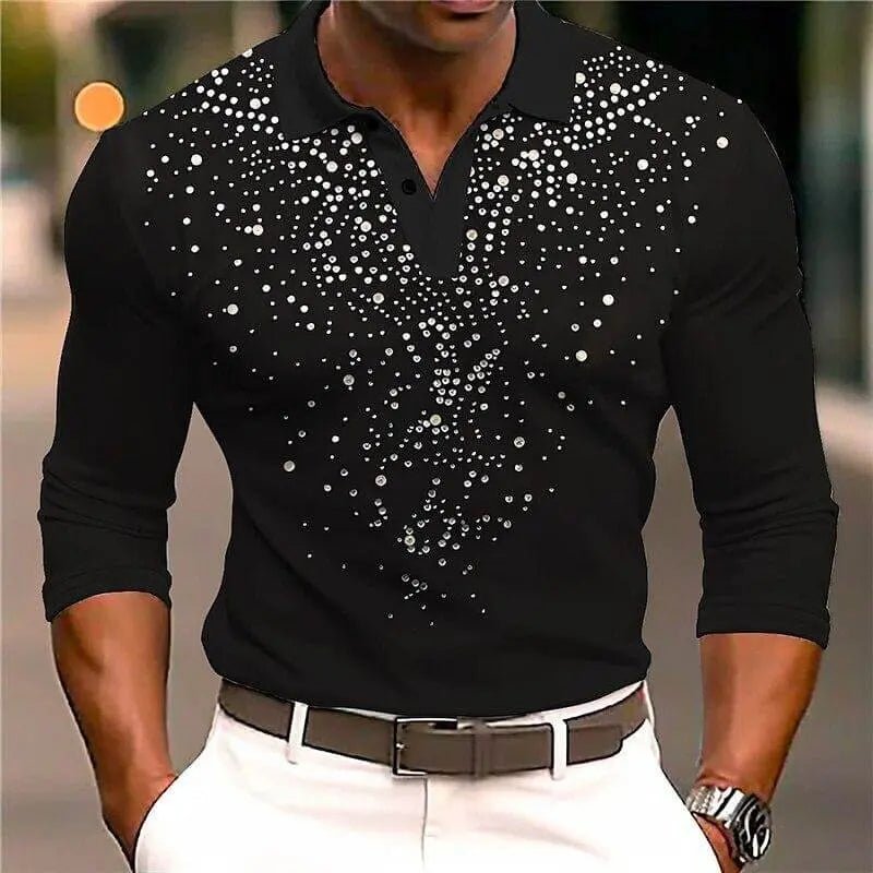 Polo de corte ajustado de manga larga para hombre
