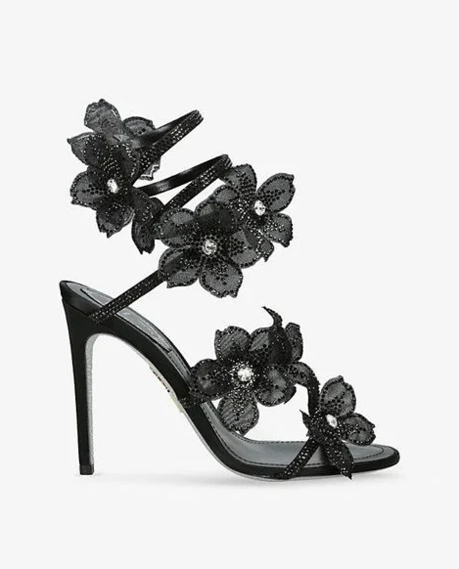 Morgan | Sandalias de tacón con tiras florales y brillos