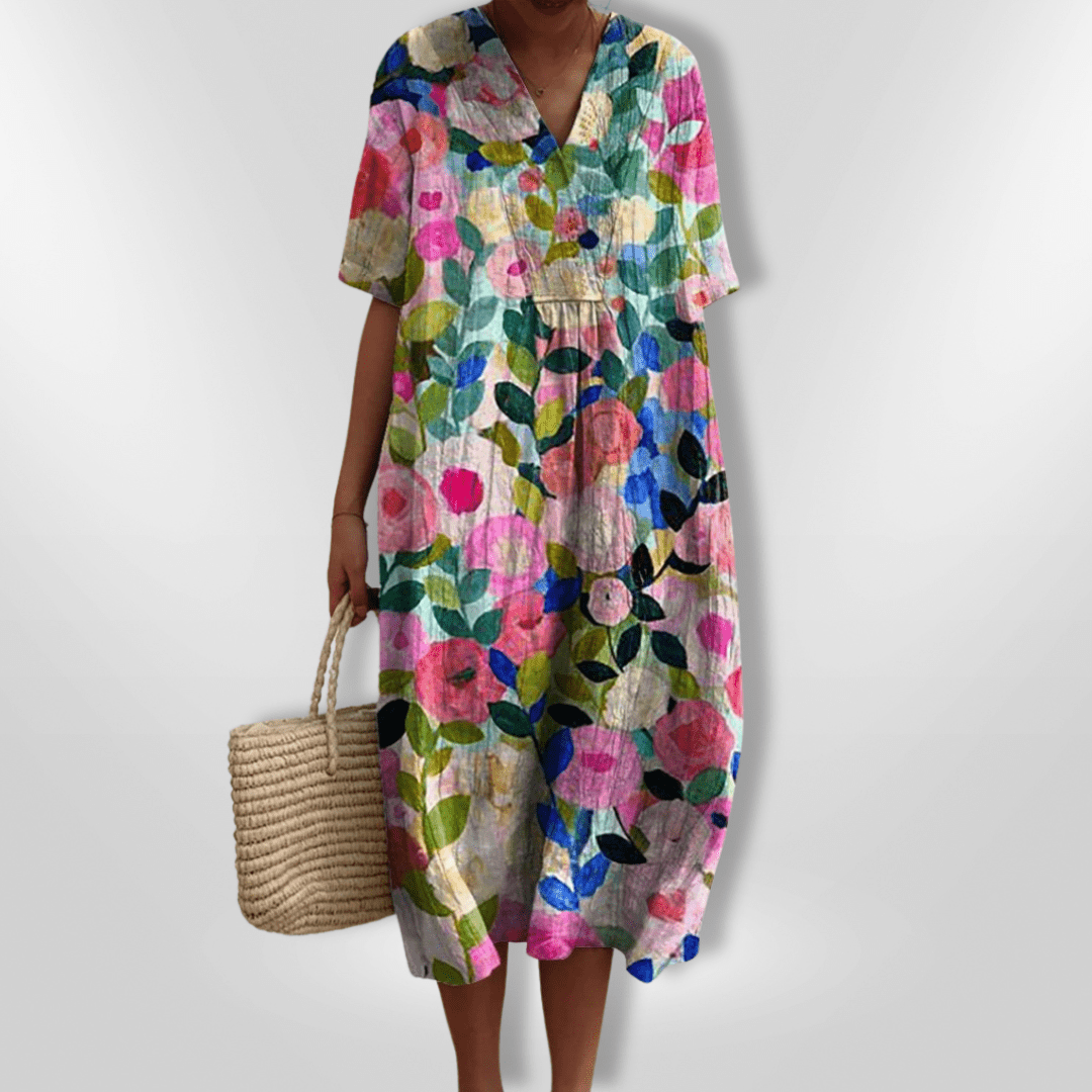 Vestido floral de verano holgado de algodón