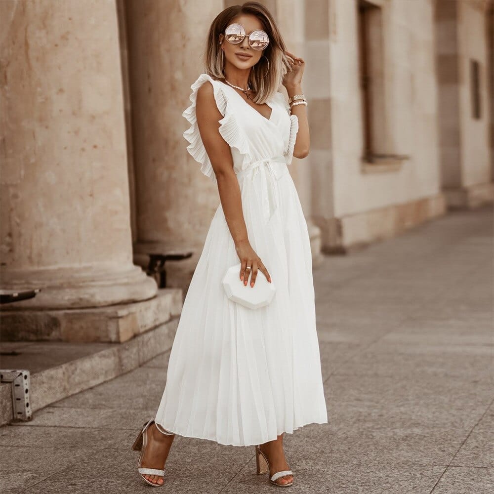 Olivia | Vestido maxi con volantes