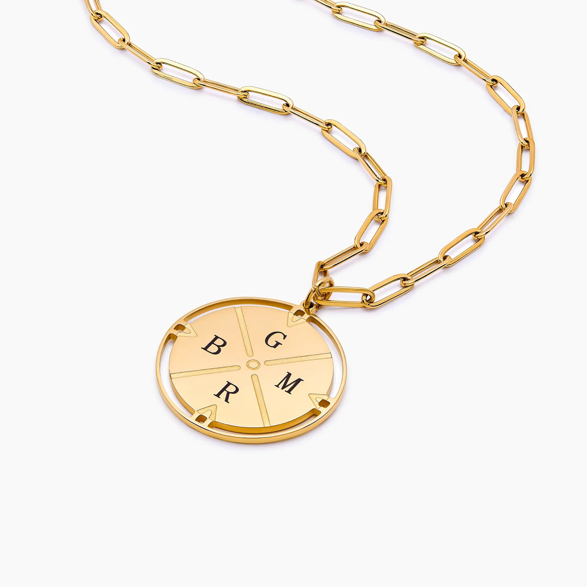 Engraved Initial Compass Necklace