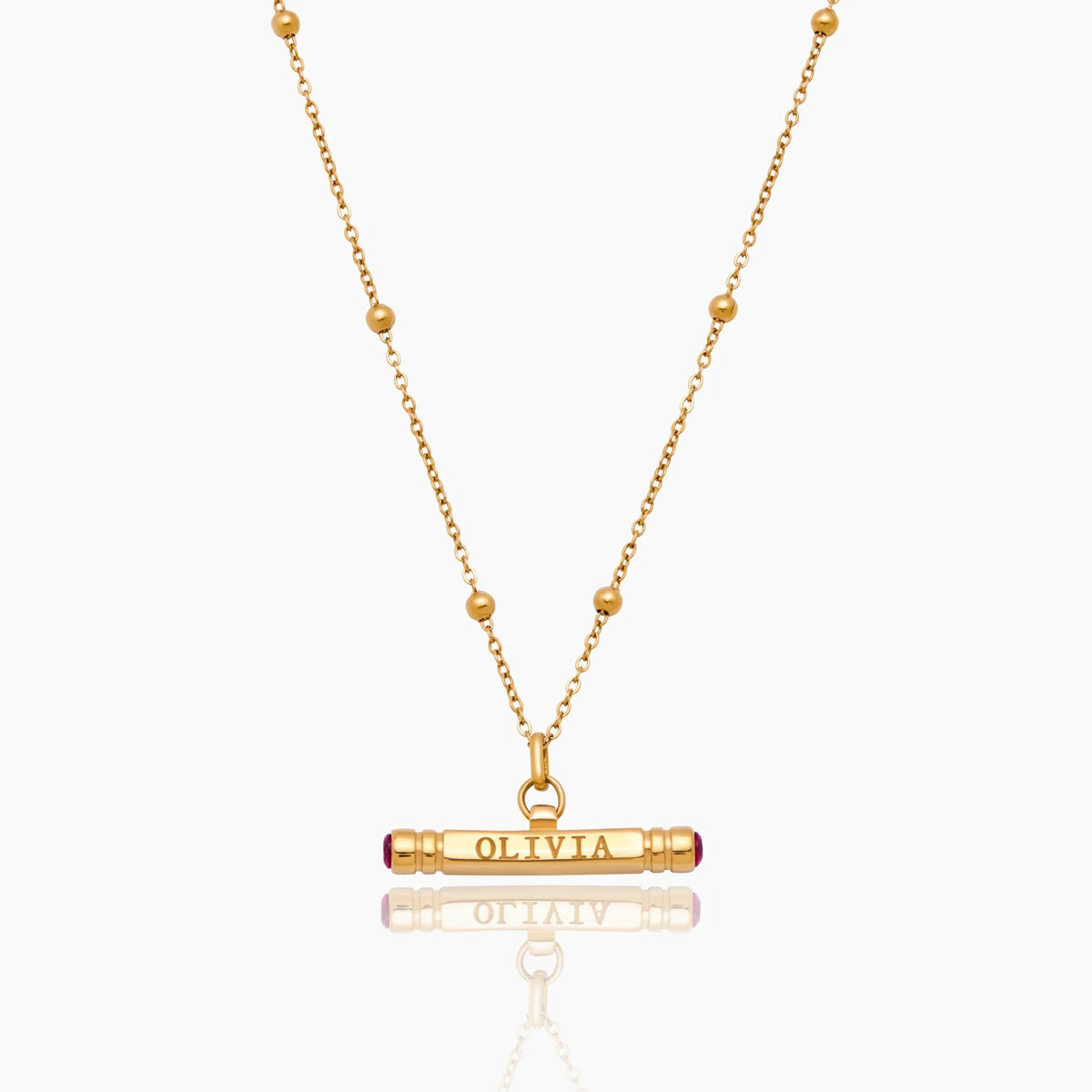 Custom Name & Birthstone T-Bar Necklace