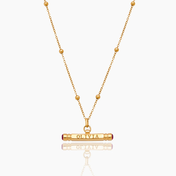 Custom Name & Birthstone T-Bar Necklace