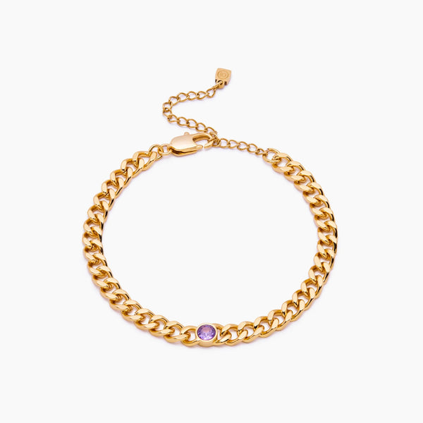 Curb Chain Birthstone Bracelet