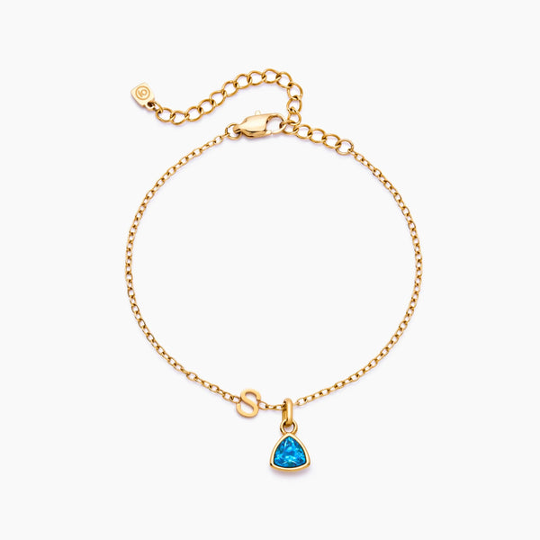 Birthstone Initial Charm Bracelet
