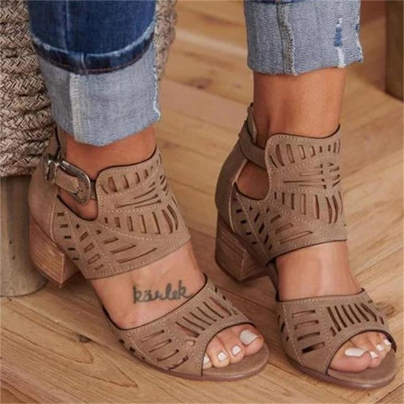 Sandalias transpirables de piel para mujer