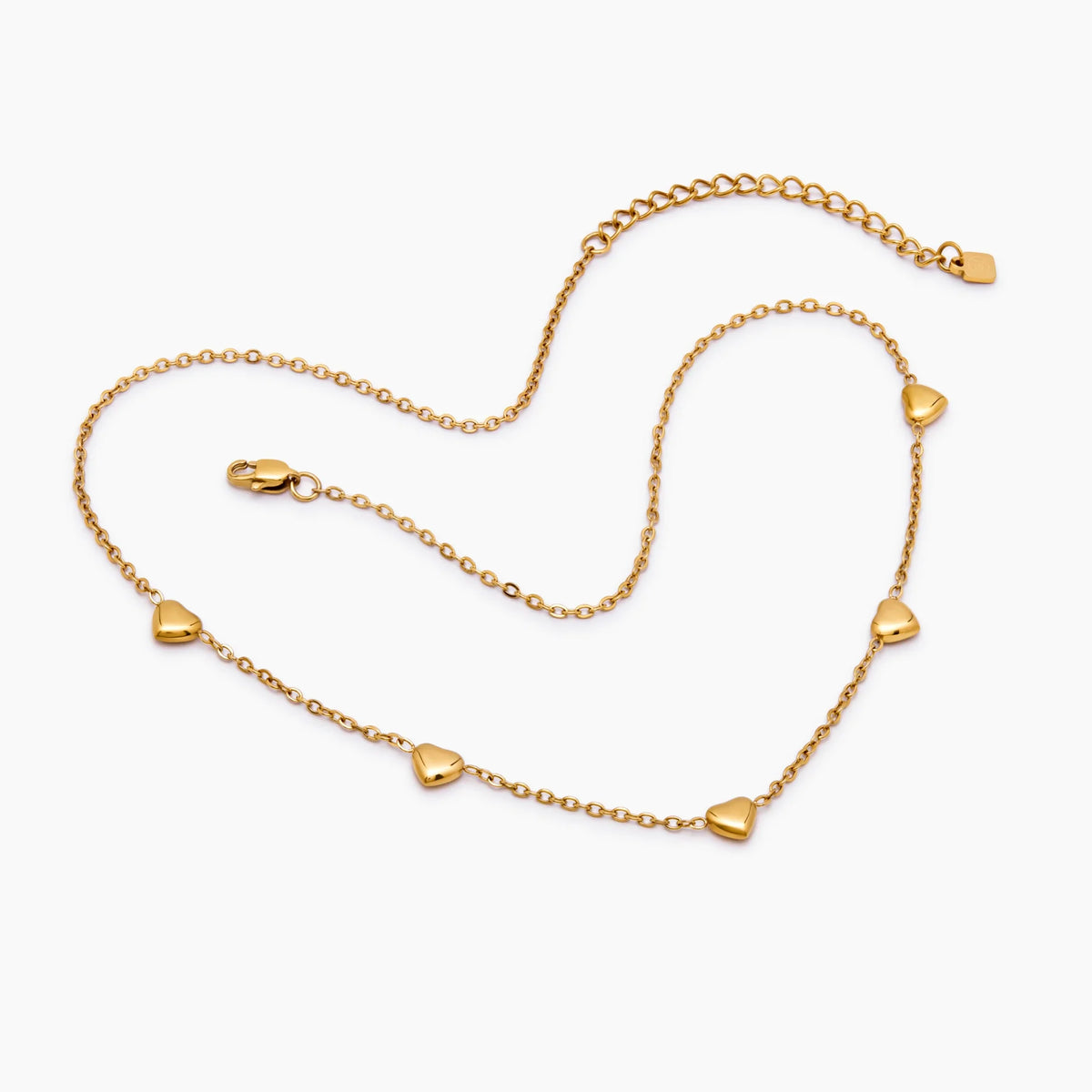 Puffed Heart Station Necklace