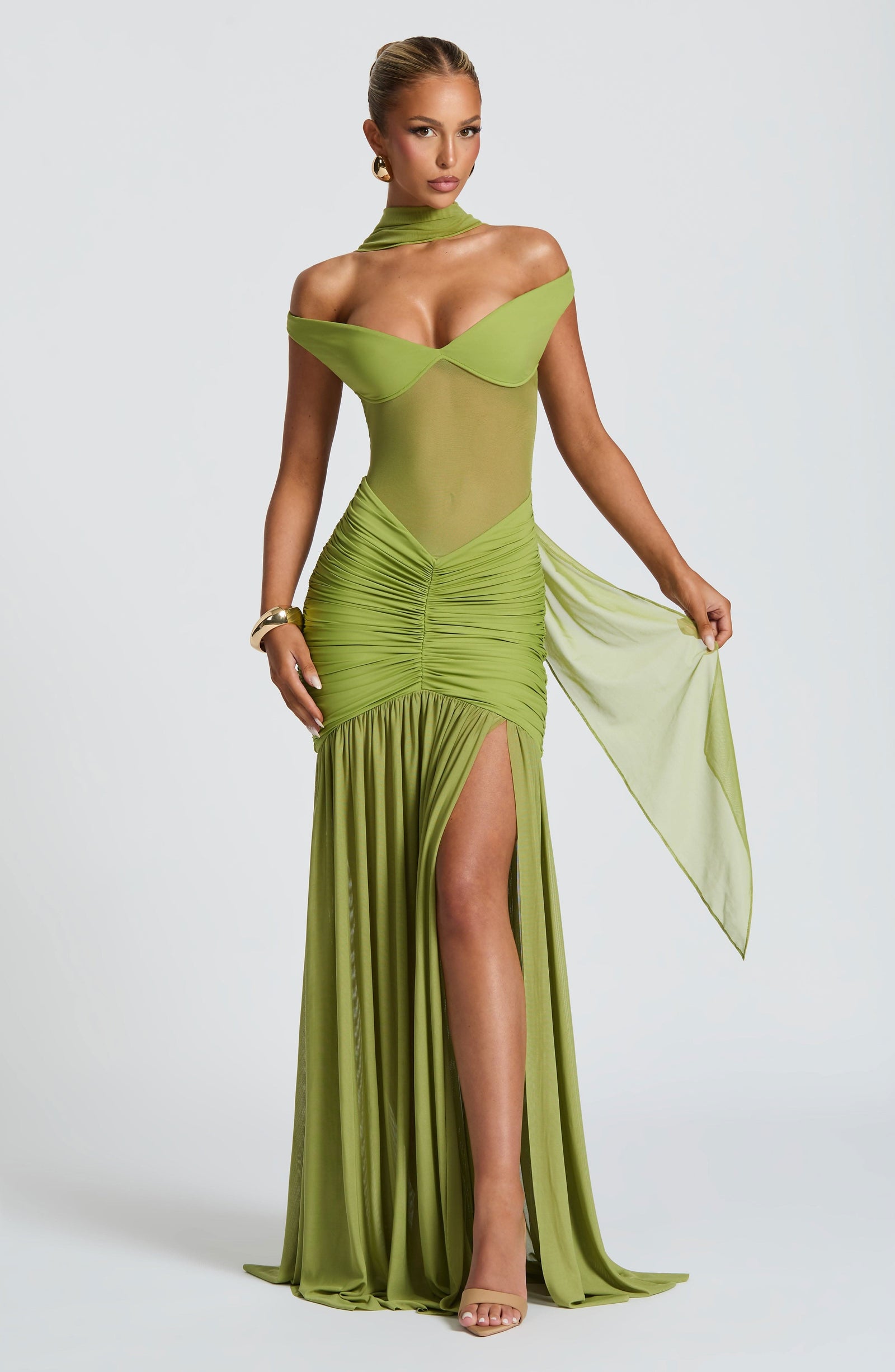 Raven | Vestido maxi fruncido