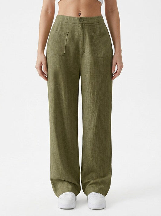 Women's Linen Blend Straight Leg Pants