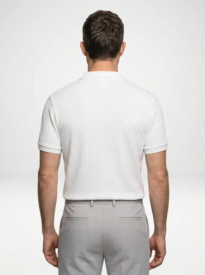 Men’s Ribbed Lapel Collar Cotton Polo Shirt