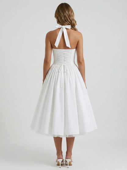 Halter Satin Midi Dress